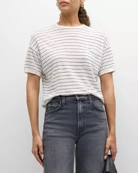 Льняная футболка с круглым вырезом и карманами FRAME, цвет Navy Multi