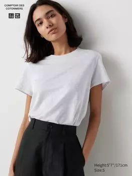 Льняная футболка с круглым вырезом Uniqlo, цвет 02 серый