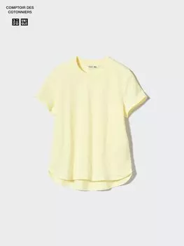 Льняная футболка с круглым вырезом Uniqlo, цвет 41 желтый