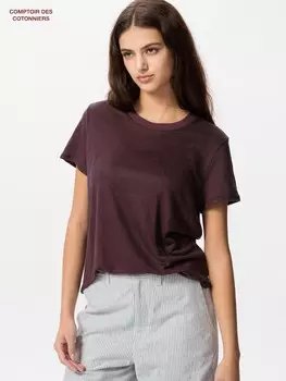 Льняная футболка с круглым вырезом Uniqlo, цвет 19 фиолетовый