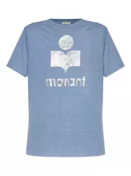 Льняная футболка с логотипом MARANT TOILE, синий