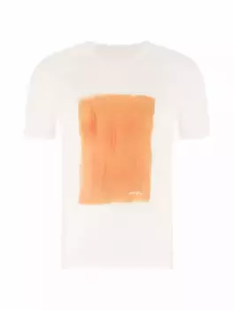 Льняная футболка с принтом 120% Lino, белый