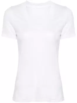 Льняная футболка с V-образным вырезом 120% Lino, белый