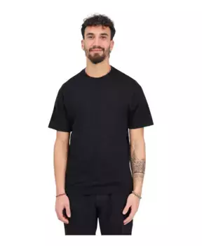 Льняная футболка S в рубчик с круглым вырезом Selected Homme, черный