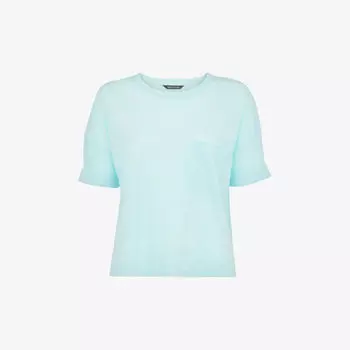 Льняная футболка свободного кроя с накладными карманами Whistles, бирюзовый