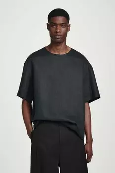 Льняная футболка свободного покроя COS, темно-синий