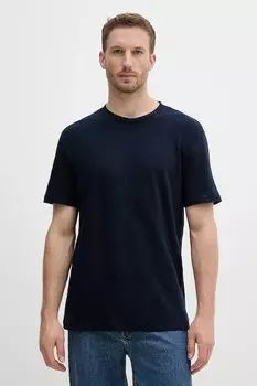 Льняная футболка United Colors Of Benetton, темно-синий