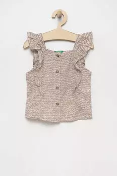 Льняная футболка United Colors of Benetton, бежевый