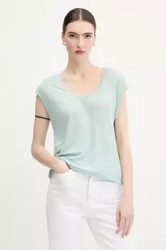 Льняная футболка United Colors Of Benetton, бирюзовый