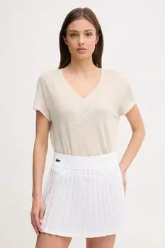 Льняная футболка United Colors Of Benetton, бежевый