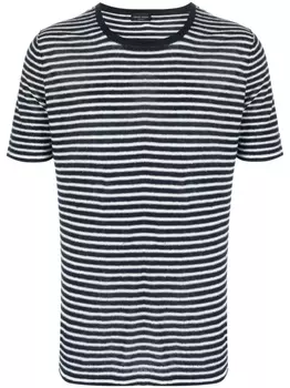 Льняная футболка в полоску Roberto Collina, синий