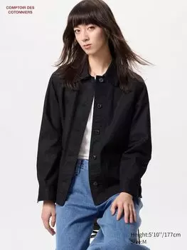 Льняная хлопковая куртка Uniqlo, 09 черный