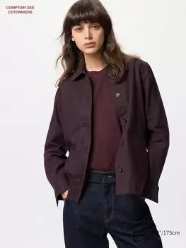 Льняная хлопковая куртка Uniqlo, 79 темно-фиолетовый