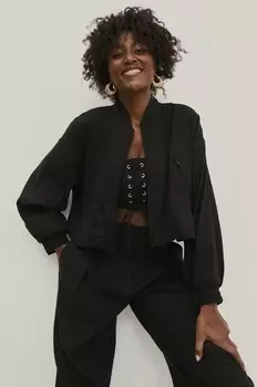 Льняная куртка Answear Lab, черный