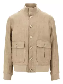 Льняная куртка-бомбер Emporio Armani, нейтральный