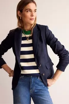 Льняная куртка Мэрилебон Boden, синий