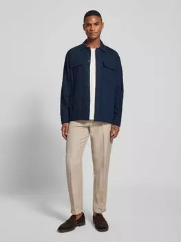 Льняная куртка-рубашка классического кроя с накладными нагрудными карманами с клапанами Profuomo