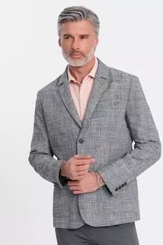 Льняная куртка с карманами с клапанами OMBRE, серый меланж