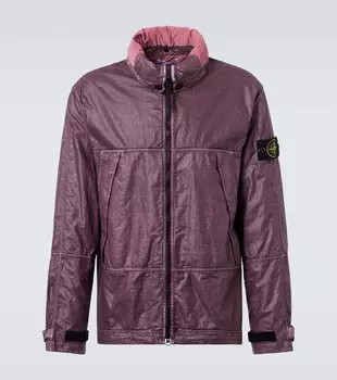Льняная куртка с логотипом Stone Island, Dark Burgundy