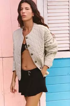 Льняная куртка с подкладкой ZARA, цвет Stone