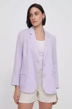 Льняная куртка United Colors of Benetton, фиолетовый
