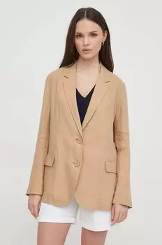 Льняная куртка United Colors of Benetton, бежевый