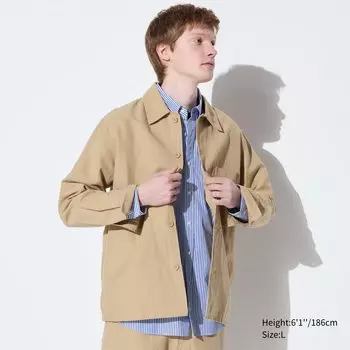 Льняная куртка-верхняя рубашка UNIQLO, бежевый