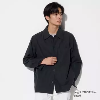 Льняная куртка-верхняя рубашка UNIQLO, черный