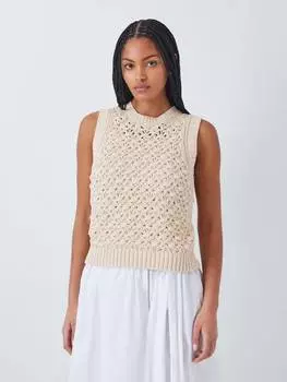 Льняная майка pointelle в богатом деревенском стиле John Lewis, кремовый