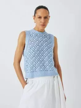 Льняная майка pointelle в богатом деревенском стиле John Lewis, цвет Sky Way Blue