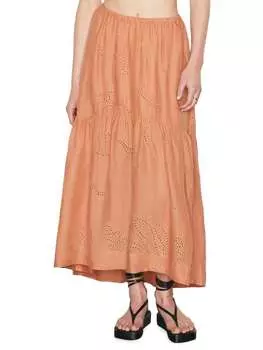 Льняная макси-юбка Frame с люверсами, terracotta