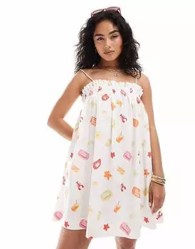 Льняная мини-блуза Miss Selfridge с фруктовым принтом