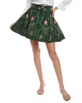 Льняная мини-юбка Agua by Agua Bendita Encaje, зеленый