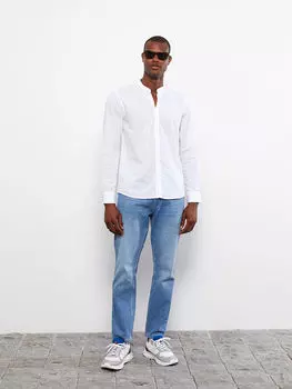 Льняная мужская рубашка с длинным рукавом и воротником стандартной посадки Xside