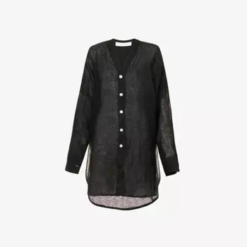 Льняная накидка Barcelona с V-образным вырезом Monday Swimwear, черный