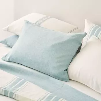 Льняная наволочка Bassols, зелено-синий