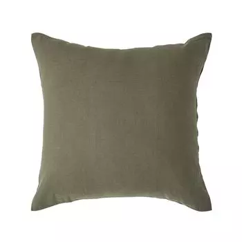 Льняная наволочка HOMESCAPES оливково-зеленого цвета, 40 x 40 см