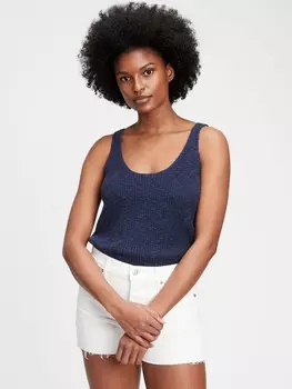 Льняная плетеная футболка Gap, синий