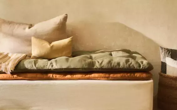 Льняная подушка на сиденье Zara Home, зеленый