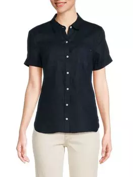 Льняная походная рубашка Tommy Hilfiger, цвет Sky Captain