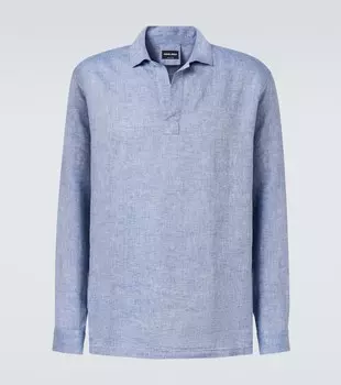 Льняная поло Giorgio Armani, Dutch Blue