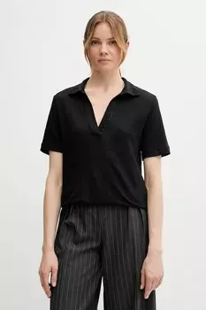 Льняная поло United Colors Of Benetton, черный