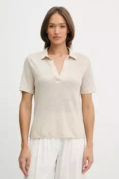 Льняная поло United Colors Of Benetton, бежевый