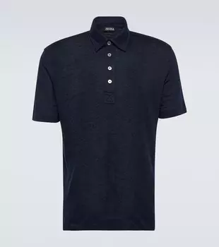 Льняная поло Zegna, темно-синий