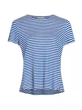 Льняная полосатая футболка Frame, кобальтовый