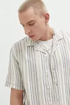Льняная рубашка Abercrombie & Fitch, бежевый