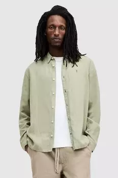 Льняная рубашка AllSaints LAGUNA LS SHIRT, зеленый