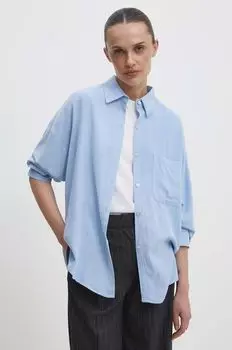 Льняная рубашка Answear Lab, синий