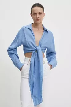 Льняная рубашка Answear Lab, синий