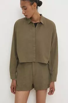 Льняная рубашка Answear Lab, зеленый